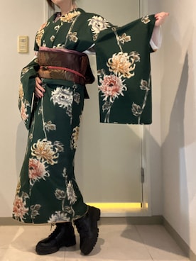 「アイテム（着物）」を使った、shimashimさん（レディース・162cm）の秋コーディネート