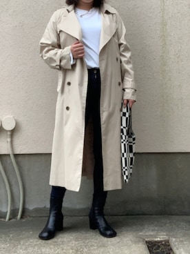 「トレンチ」｜「アイテム（アクセサリー）」を使った、かっぴさん（レディース・161cm）の秋コーディネート