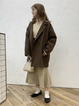 「apres jour（アプレジュール）のアイテム（チェスターコート）」を使った、chipiさん（レディース・151cm）の秋コーディネート