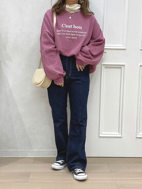 「apres jour（アプレジュール）のアイテム（スウェット）」を使った、chipiさん（レディース・151cm）の秋コーディネート