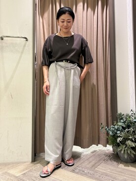 「grove（グローブ）のロープベルトで差がつく 洗練リラックスパンツ（その他パンツ、グレー系）」を使った、micca0118さん（レディース）の夏コーディネート