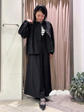 「grove（グローブ）の【撥水・洗える】テントラインブルゾン（ブルゾン、ブラック系）」を使った、micca0118さん（レディース）の春コーディネート