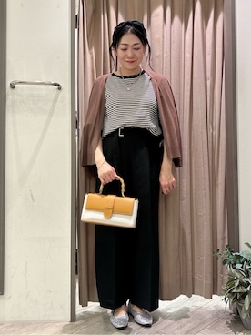 「grove（グローブ）の【接触冷感/UVカットetc】夏に嬉しい機能付き！ベーシックショートカーディガン（カーディガン/ボレロ、ブラウン系）」を使った、micca0118さん（レディース）の春コーディネート
