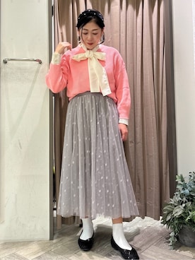 「grove（グローブ）のコットンブレンドガーターニット（ニット/セーター、ピンク系）」を使った、micca0118さん（レディース）の春コーディネート