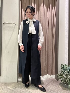 「grove（グローブ）のジレ2WAYジャンドレ（ワンピース、ブルー系）」を使った、micca0118さん（レディース）の冬コーディネート