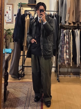 「Barbour（バブアー）のアイテム（その他アウター）」を使った、amenoishidatamiさん（メンズ・174cm）の秋コーディネート