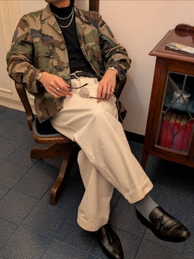 「MILITARY（ミリタリー）のアイテム」を使った、amenoishidatamiさん（メンズ・174cm）の春コーディネート