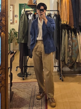 「アイテム（カバーオール）」を使った、amenoishidatamiさん（メンズ・174cm）の秋コーディネート
