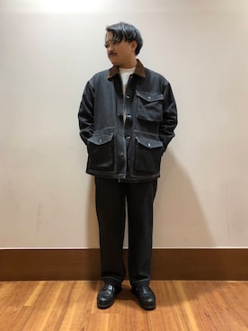 「アイテム（カバーオール）」を使った、TORU OKIさん（メンズ・163cm）の秋コーディネート