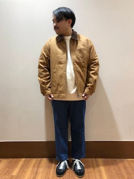 「ワッフル」｜「アイテム（その他アウター）」を使った、TORU OKIさん（メンズ・163cm）の冬コーディネート