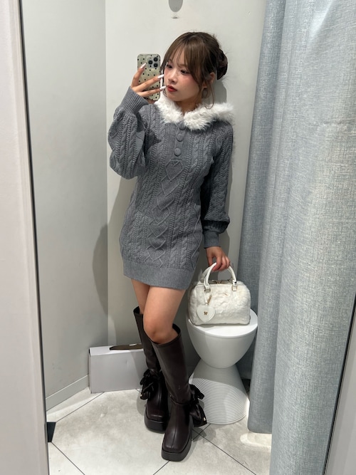 Keru スタイル爆盛れワンピース グレー ニットワンピ インフルエンサー企画】Keru スタイル爆盛れワンピース（ワンピース