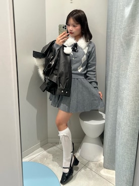 「アイテム（ライダースジャケット）」を使った、oliveakanechannさん（レディース・150cm）の秋コーディネート