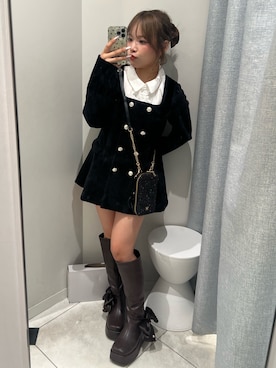 「アイテム（ノーカラージャケット）」を使った、oliveakanechannさん（レディース・150cm）の秋コーディネート