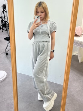 「OLIVE des OLIVE（オリーブデオリーブ）のサテンリボン厚底スニーカー（スニーカー）」を使った、oliveakanechannさん（レディース・150cm）の夏コーディネート