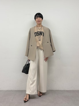 「GALLARDAGALANTE（ガリャルダガランテ）のダブルトップコードネックレス（リング、シルバー系）」を使った、gg_michikoさん（レディース・166cm）の春コーディネート