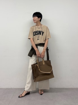 「GALLARDAGALANTE（ガリャルダガランテ）の【GOOD ROCK SPEED】DSNY ロゴTee／別注（Tシャツ/カットソー、ベージュ系）」を使った、gg_michikoさん（レディース・166cm）の春コーディネート