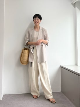 「GALLARDAGALANTE（ガリャルダガランテ）の【2サイズ展開】【大人気アイテムが今年も登場】ハーフスリーブジャケット（テーラードジャケット、ベージュ系）」を使った、gg_michikoさん（レディース・166cm）の春コーディネート