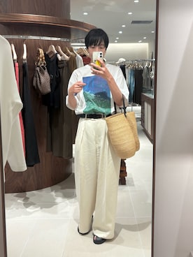 「GALLARDAGALANTE（ガリャルダガランテ）の【PEAS】フォトTee（Tシャツ/カットソー、ホワイト系）」を使った、gg_michikoさん（レディース・166cm）の春コーディネート