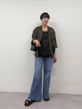 「GALLARDAGALANTE（ガリャルダガランテ）の【洗練ブラウス】【2way】キュプラブラウス（シャツ/ブラウス、ブルー系）」を使った、gg_michikoさん（レディース・166cm）の春コーディネート