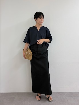 「GALLARDAGALANTE（ガリャルダガランテ）のスキッパーブラウス（シャツ/ブラウス、ブルー系）」を使った、gg_michikoさん（レディース・166cm）の春コーディネート