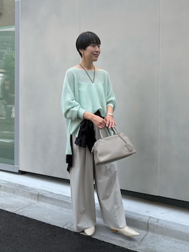 「GALLARDAGALANTE（ガリャルダガランテ）のダブルトップコードネックレス（リング、シルバー系）」を使った、gg_michikoさん（レディース・166cm）の春コーディネート
