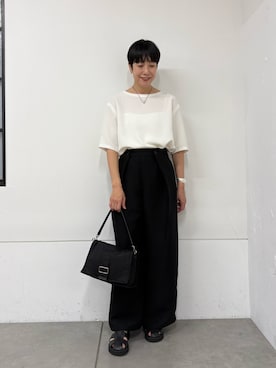 「GALLARDAGALANTE（ガリャルダガランテ）のナローコードチョーカー（ネックレス、シルバー系）」を使った、gg_michikoさん（レディース・166cm）の春コーディネート