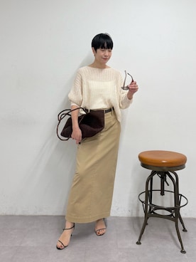 「GALLARDAGALANTE（ガリャルダガランテ）のレーシーメッシュニット（パーカー、ホワイト系）」を使った、gg_michikoさん（レディース・166cm）の春コーディネート
