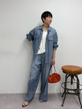 「GALLARDAGALANTE（ガリャルダガランテ）のエアリーサテンタンク（キャミソール、ホワイト系）」を使った、gg_michikoさん（レディース・166cm）の春コーディネート
