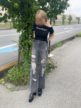 「クラッシュデニム」｜なぎささん（レディース・163cm）の夏コーディネート