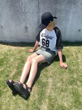 「アイテム（キャップ）」を使った、なぎささん（レディース・163cm）の夏コーディネート