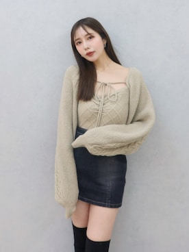 「アイテム（デニムスカート）」を使った、MOCAさん（レディース・162cm）の冬コーディネート