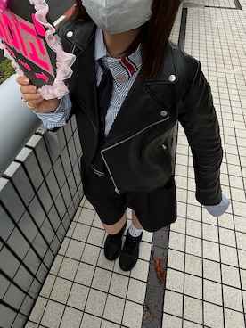 「CIAOPANIC TYPY（チャオパニックティピー）のアイテム（ライダースジャケット）」を使った、sakineさん（レディース・163cm）の秋コーディネート