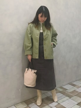 「POU DOU DOU（プードゥドゥ）のアイテム（ブルゾン）」を使った、くまがいさん（レディース・163cm）の冬コーディネート