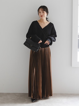 NOBLE ブライトサテンアコーディオンプリーツスカート ブライトサテンアコーディオンプリーツスカート | ノーブル(Noble