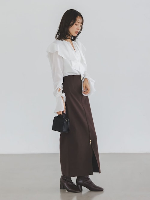 NOBLE ブラウス シャツ 「追加」ブライトシアーフリルブラウス