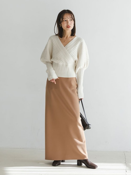 NOBLE ランダムリブニットプルオーバー カシュクールランダムリブニットプルオーバー | ノーブル(Noble