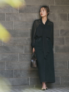 「Lee（リー）のアイテム（デニムスカート）」を使った、minani.aさん（レディース・155cm）の夏コーディネート