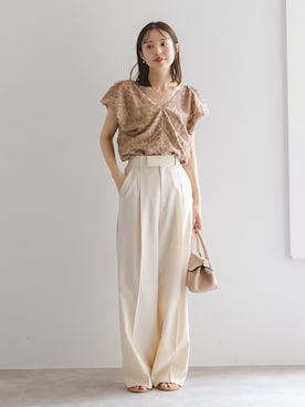 「アイテム（スラックス）」を使った、minani.aさん（レディース・155cm）の夏コーディネート