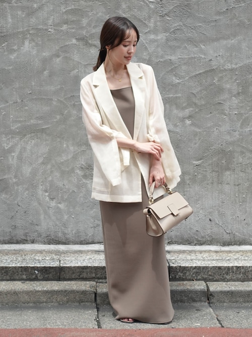 Noble ニットライクジョーゼット　2wayワンピース サイズ38 カーキ NOBLE｜【洗える】ニットライクジョーゼット2wayワンピース