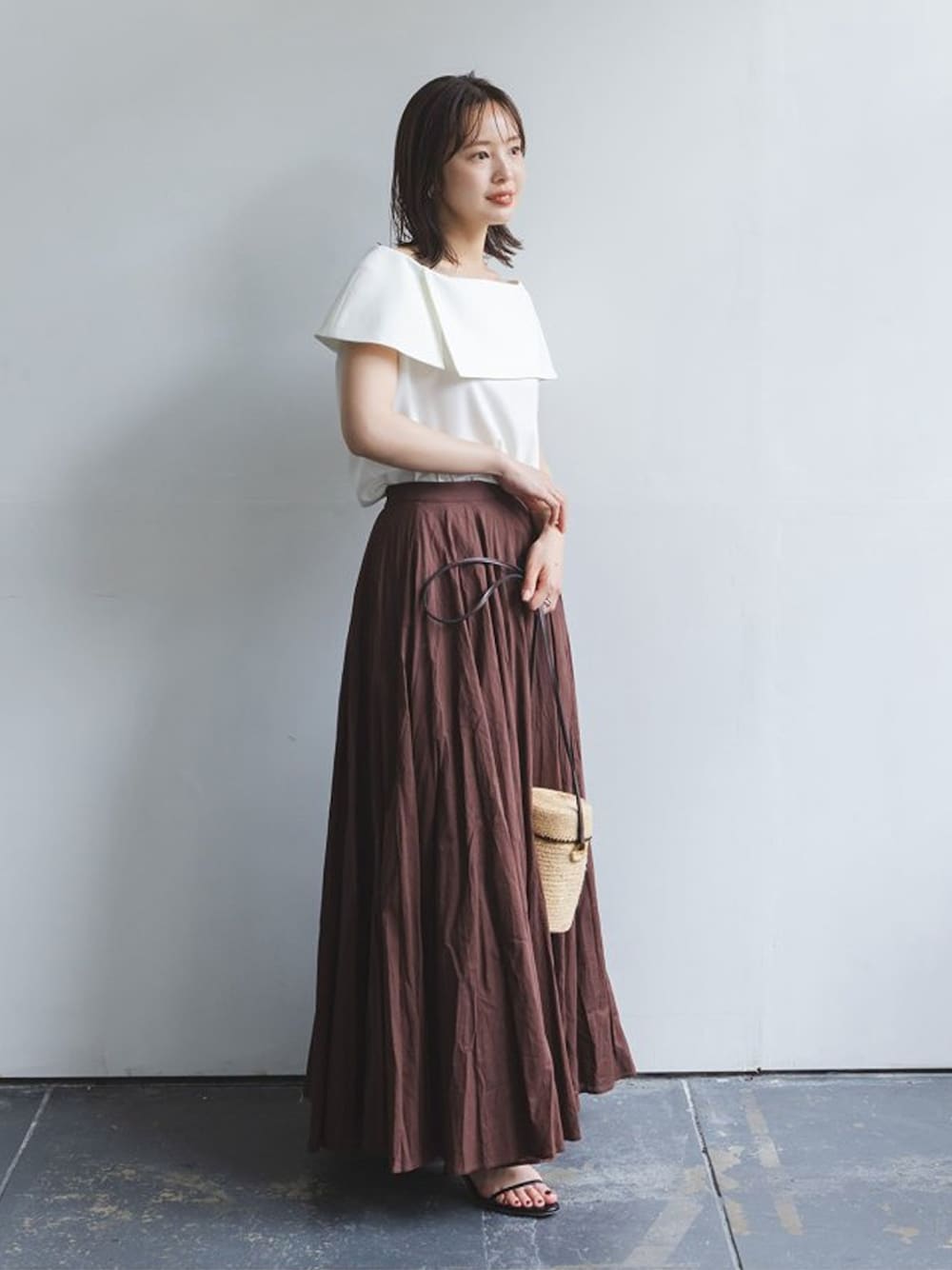 【NOBLE】ケープブラウス　ブラウン【今季完売品】 Noble ケープブラウス