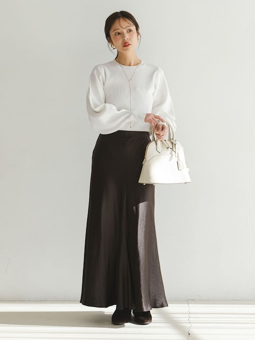追加》バイヤスサテンフレアスカート（スカート）｜NOBLE（ノーブル
