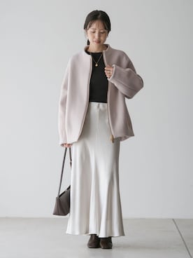 「アイテム（ノーカラーコート）」を使った、minani.aさん（レディース・155cm）の秋コーディネート