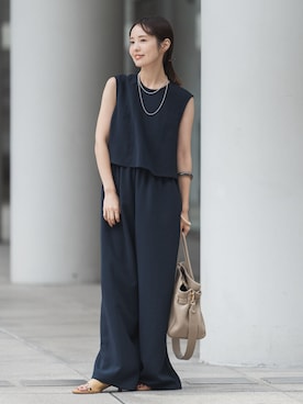 「アイテム（つなぎ/オールインワン）」を使った、minani.aさん（レディース・155cm）の夏コーディネート