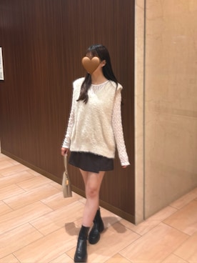「LOWRYS FARM（ローリーズファーム）のアイテム（ベスト）」を使った、Ayaさん（レディース・163cm）の秋コーディネート