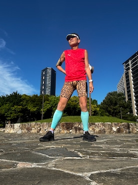 「PUMA（プーマ）のアイテム（T Shirts、レッド系）」を使った、fkbbsさん（メンズ・173cm）の春コーディネート