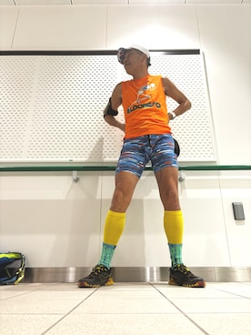 「ELDORESO（エルドレッソ）のアイテム（T Shirts、オレンジ系）」を使った、fkbbsさん（メンズ・173cm）の春コーディネート