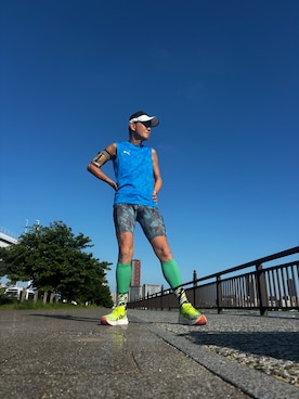 「PUMA（プーマ）のアイテム（Tank tops、ブルー系）」を使った、fkbbsさん（メンズ・173cm）の春コーディネート