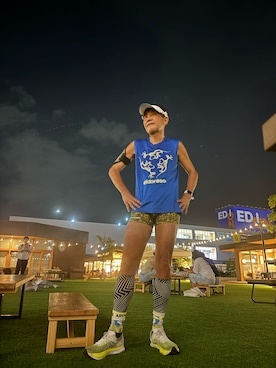 「ASICS（アシックス）のアイテム（スニーカー）」を使った、fkbbsさん（メンズ・173cm）の夏コーディネート