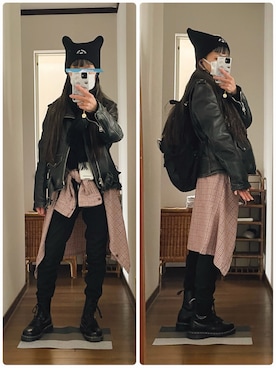 「GU（ジーユー）のアイテム（帽子）」を使った、maiさん（レディース・146cm）の冬コーディネート