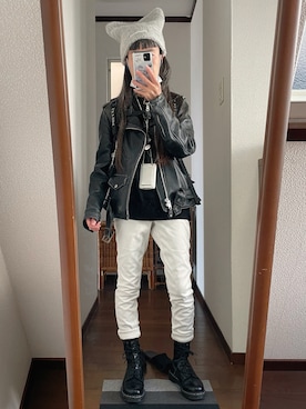 「アイテム（ニットキャップ/ビーニー）」を使った、maiさん（レディース・146cm）の秋コーディネート